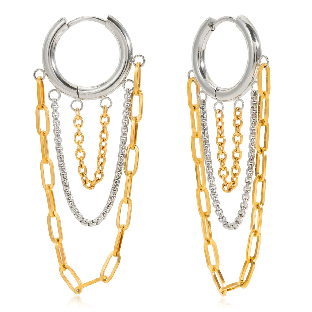 Waterproof Stainless Steel Multi-Chain Hoop Earrings