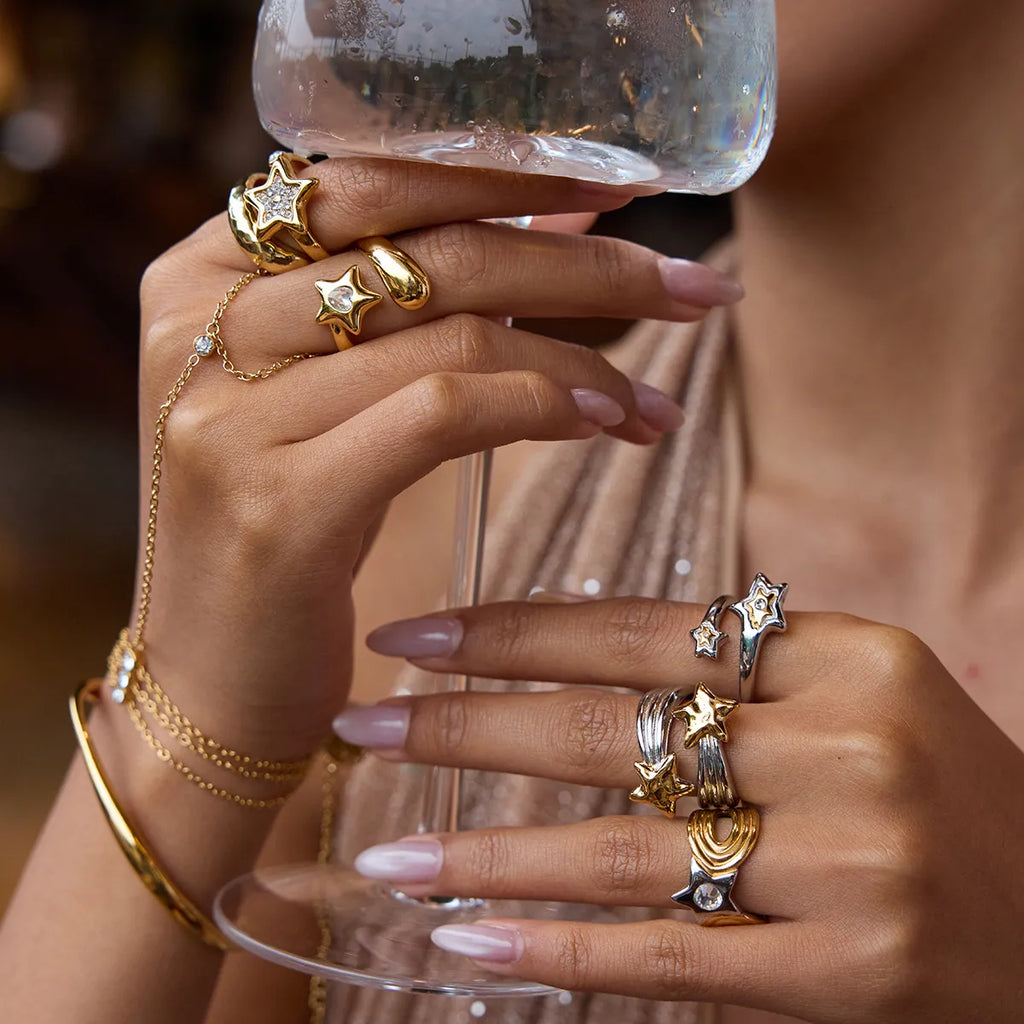 Waterproof Two-Tone Celestial Ring