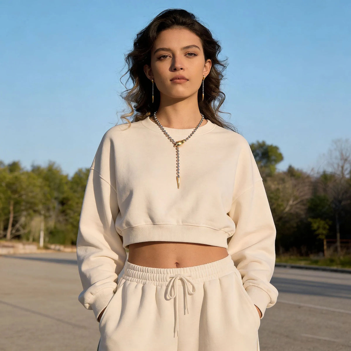 Waterproof Y-Necklace & Drop Earrings Set