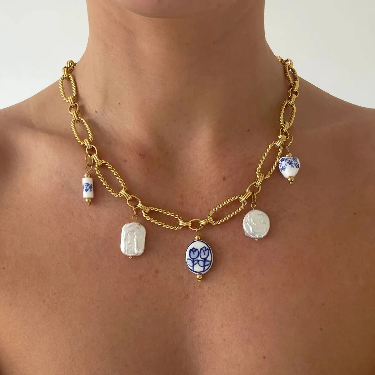 Waterproof Ceramic & Baroque Pearl Necklace
