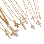 Waterproof Cross Pave CZ Pendant Necklace