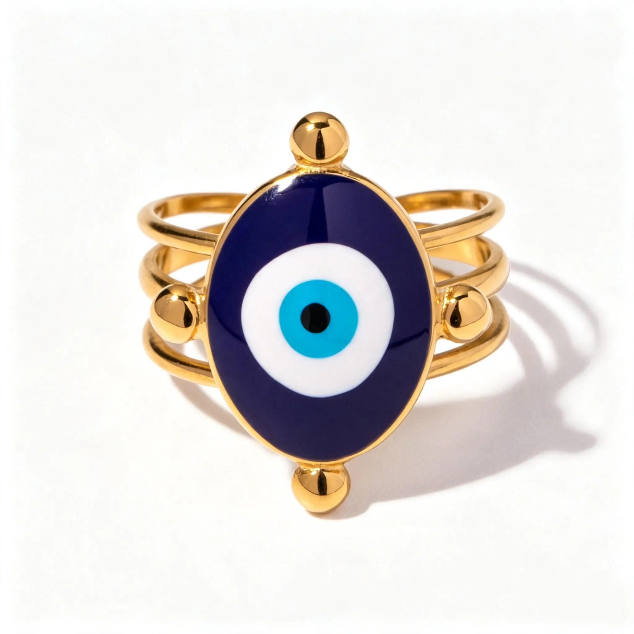 Lapis Lazuli Evil Eye Statement Ring – Waterproof 18K Gold