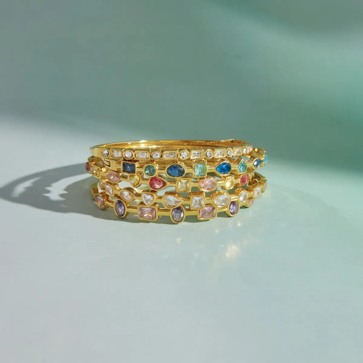 Waterproof Multi-Shape Gemstone Bangle