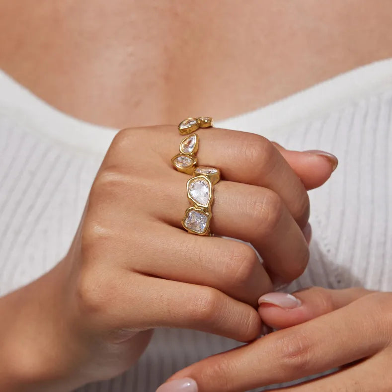 Waterproof Vintage CZ Open Ring