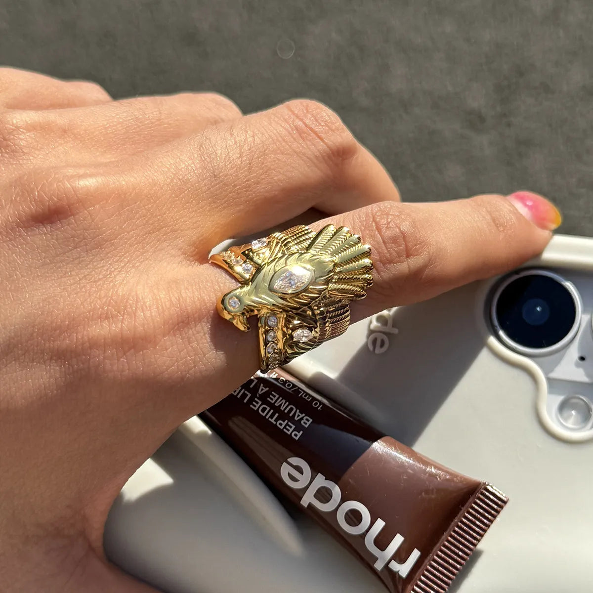 Waterproof Gold Eagle Ring