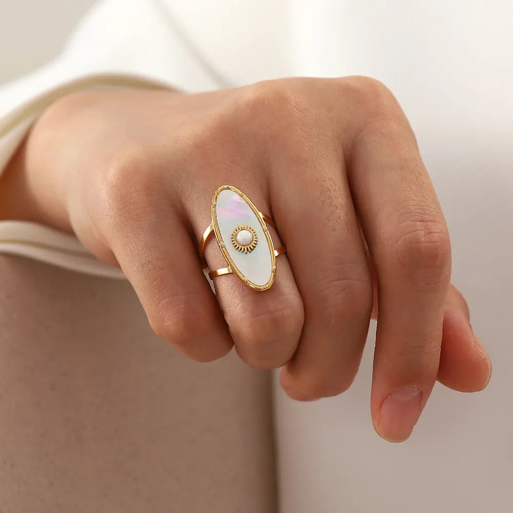 Waterproof Mother of Pearl Ring