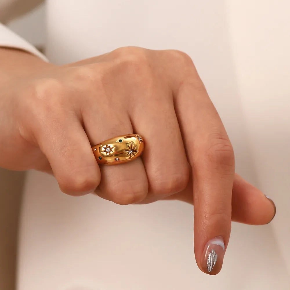 Waterproof Chunky Star Dome Ring