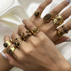 Waterproof Gold Tiger's Eye Open Ring