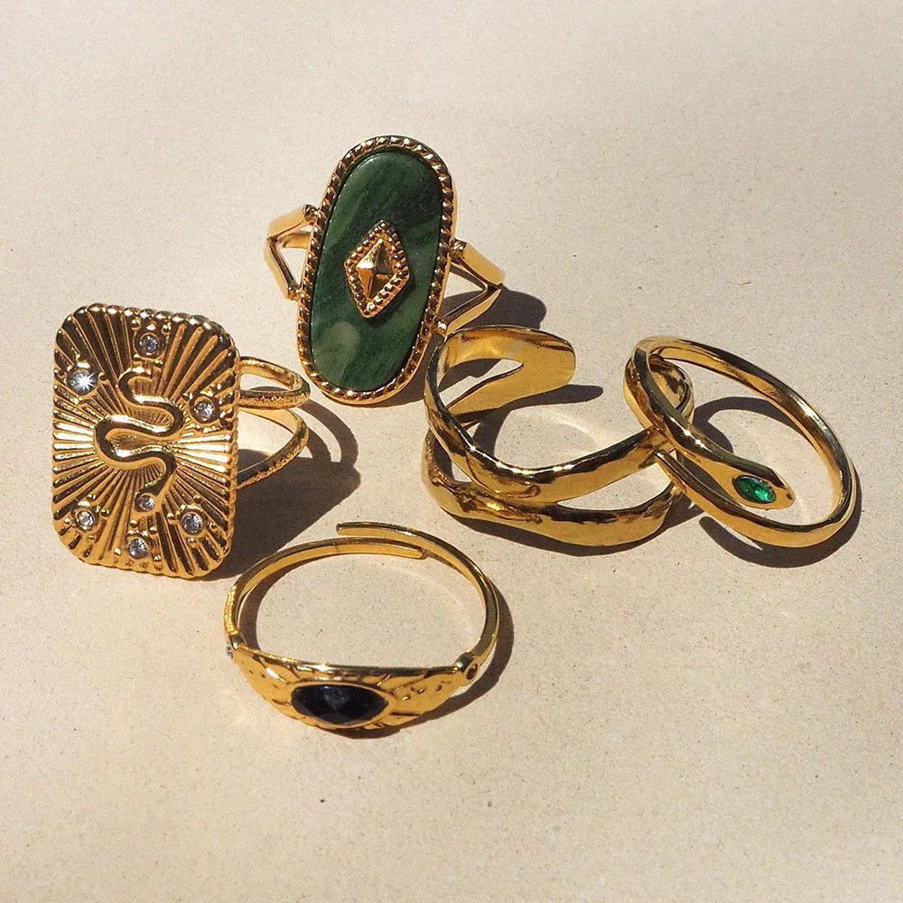 Vintage Statement Adjustable Ring | Waterproof 18K Gold