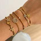 Geometric Medallion Zirconia Bracelet – Waterproof 18K Gold