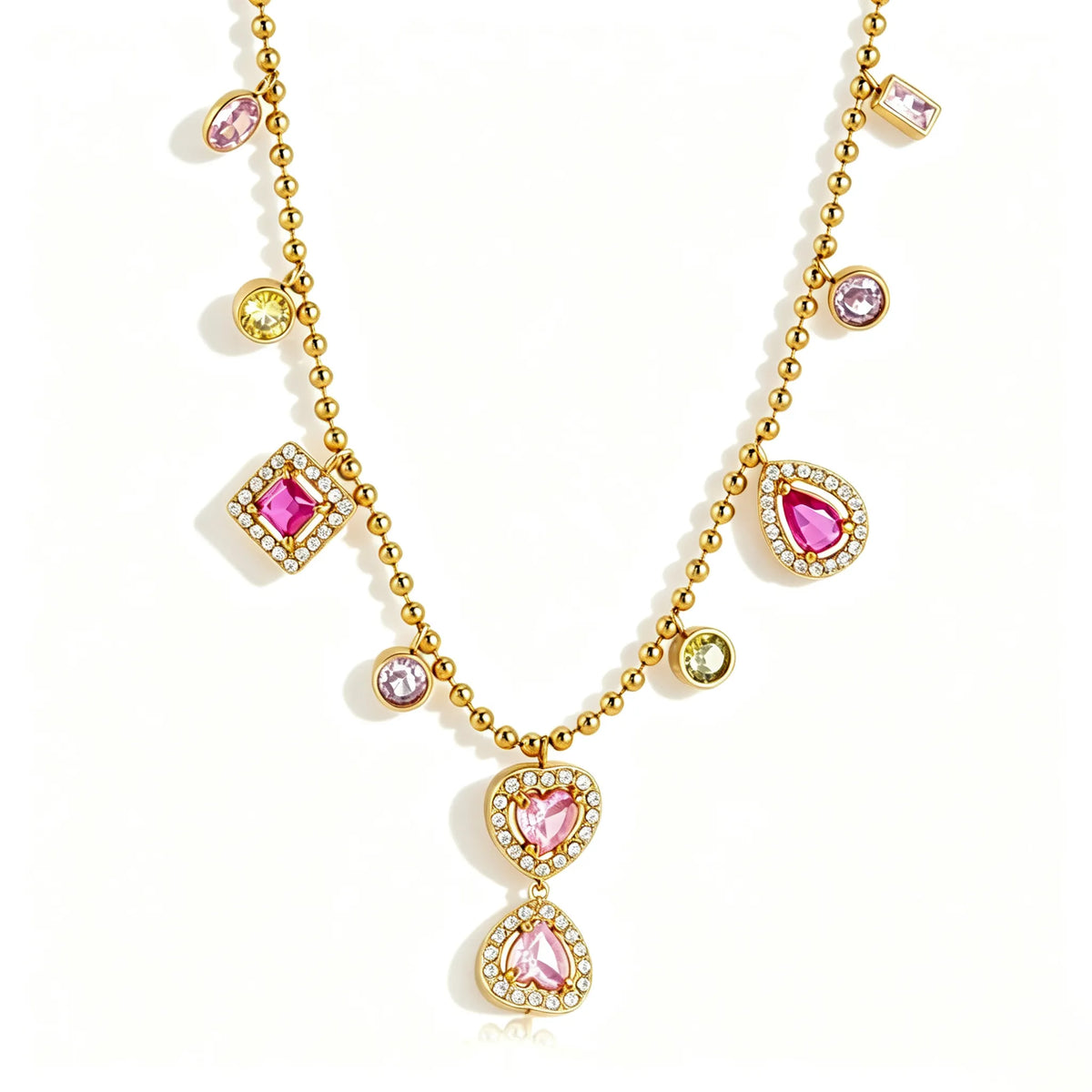 Waterproof Rainbow Charm Layered Necklace