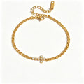 Geometric Medallion Zirconia Bracelet – Waterproof 18K Gold
