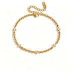 Geometric Medallion Zirconia Bracelet – Waterproof 18K Gold