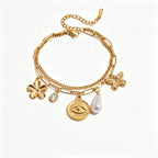 Geometric Medallion Zirconia Bracelet – Waterproof 18K Gold
