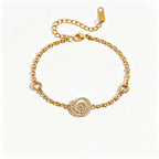 Geometric Medallion Zirconia Bracelet – Waterproof 18K Gold
