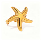 Starfish Gold Open Ring– Waterproof Stainless Steel