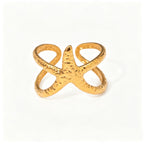 Starfish Gold Open Ring– Waterproof Stainless Steel