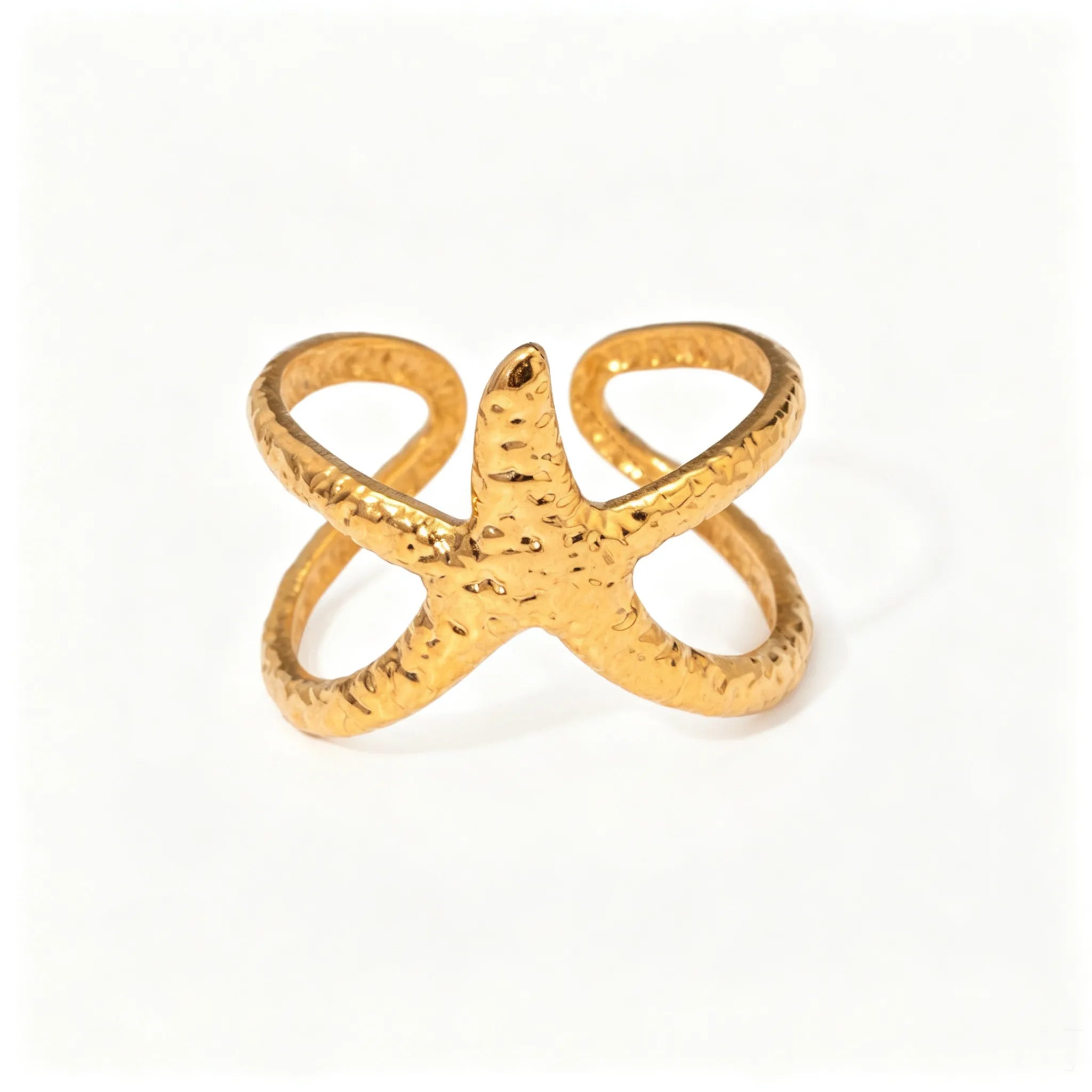Starfish Gold Open Ring– Waterproof Stainless Steel