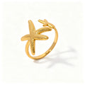 Starfish Gold Open Ring– Waterproof Stainless Steel