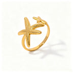 Starfish Gold Open Ring– Waterproof Stainless Steel