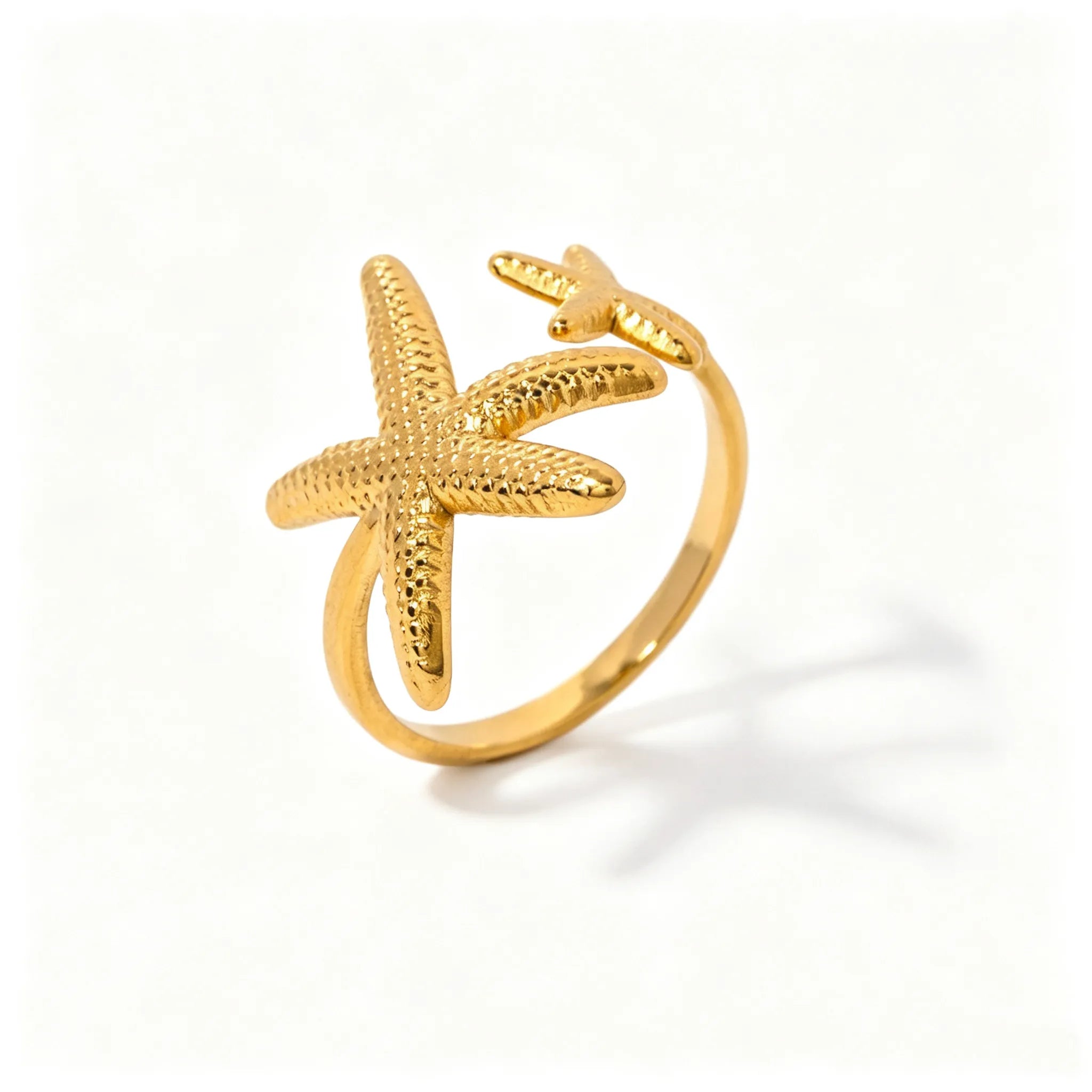 Starfish Gold Open Ring– Waterproof Stainless Steel