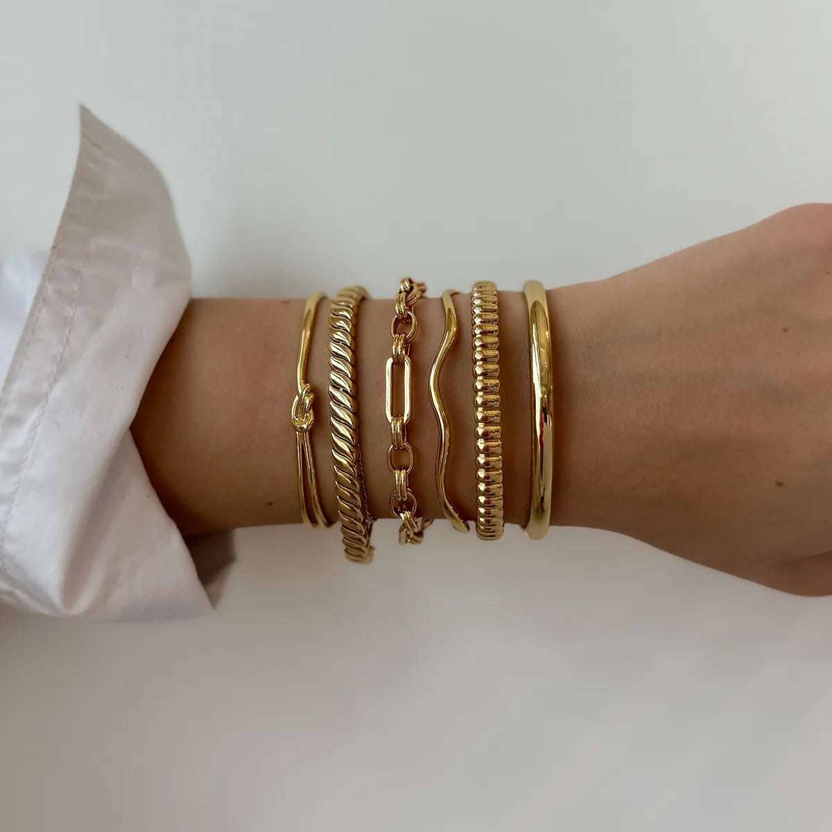 Ribbed Texture Open Cuff Bangle | Waterproof 18K Gold Plated
