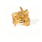 Starfish Gold Open Ring– Waterproof Stainless Steel