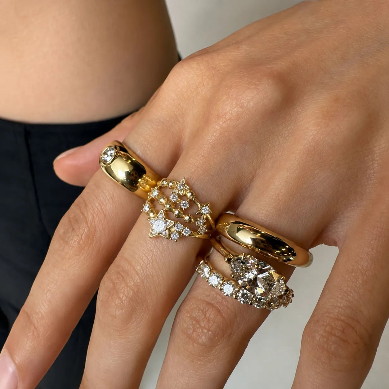Baguette Zirconia Eternity Open Ring – Waterproof 18K Gold