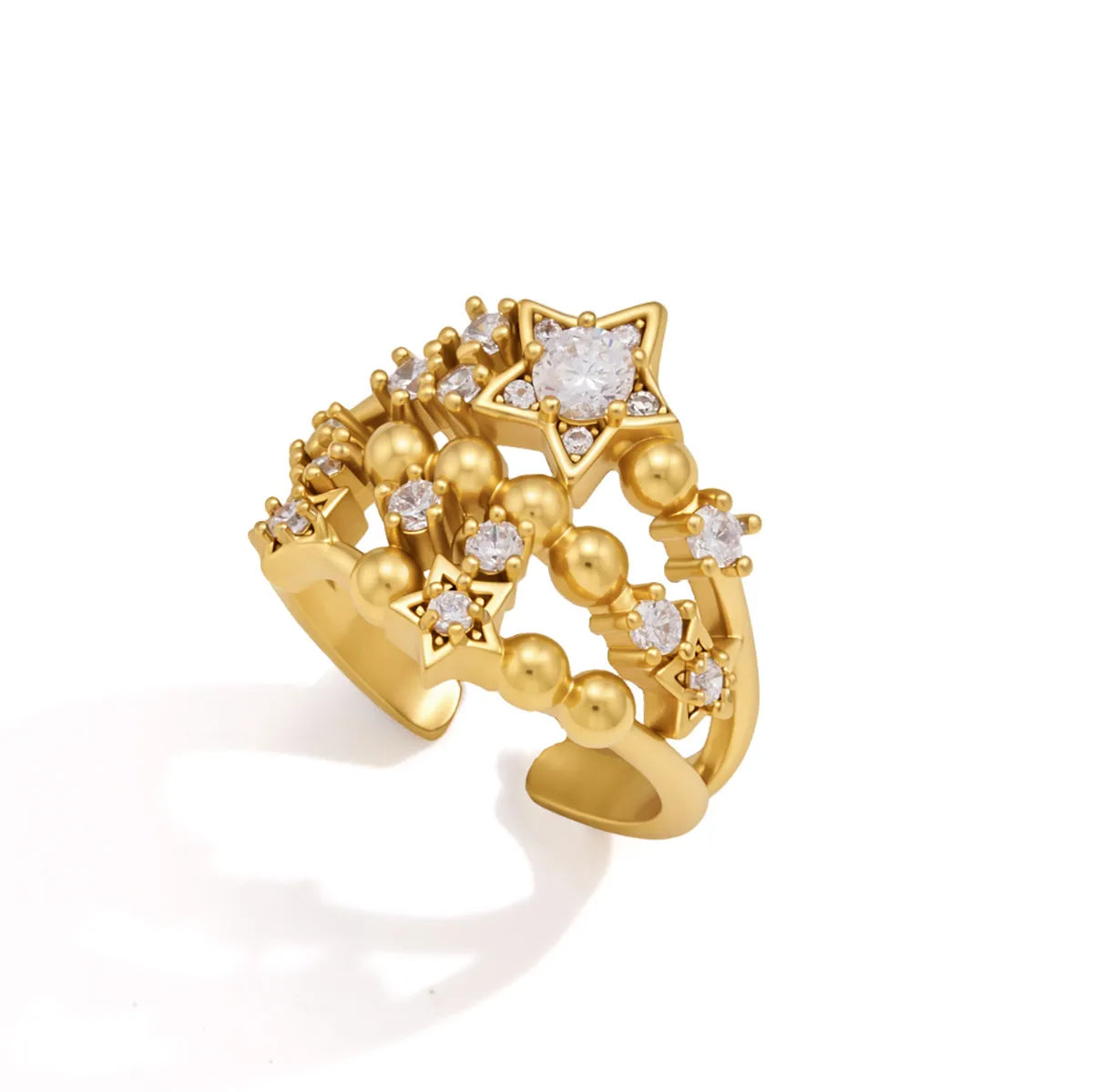 Baguette Zirconia Eternity Open Ring – Waterproof 18K Gold
