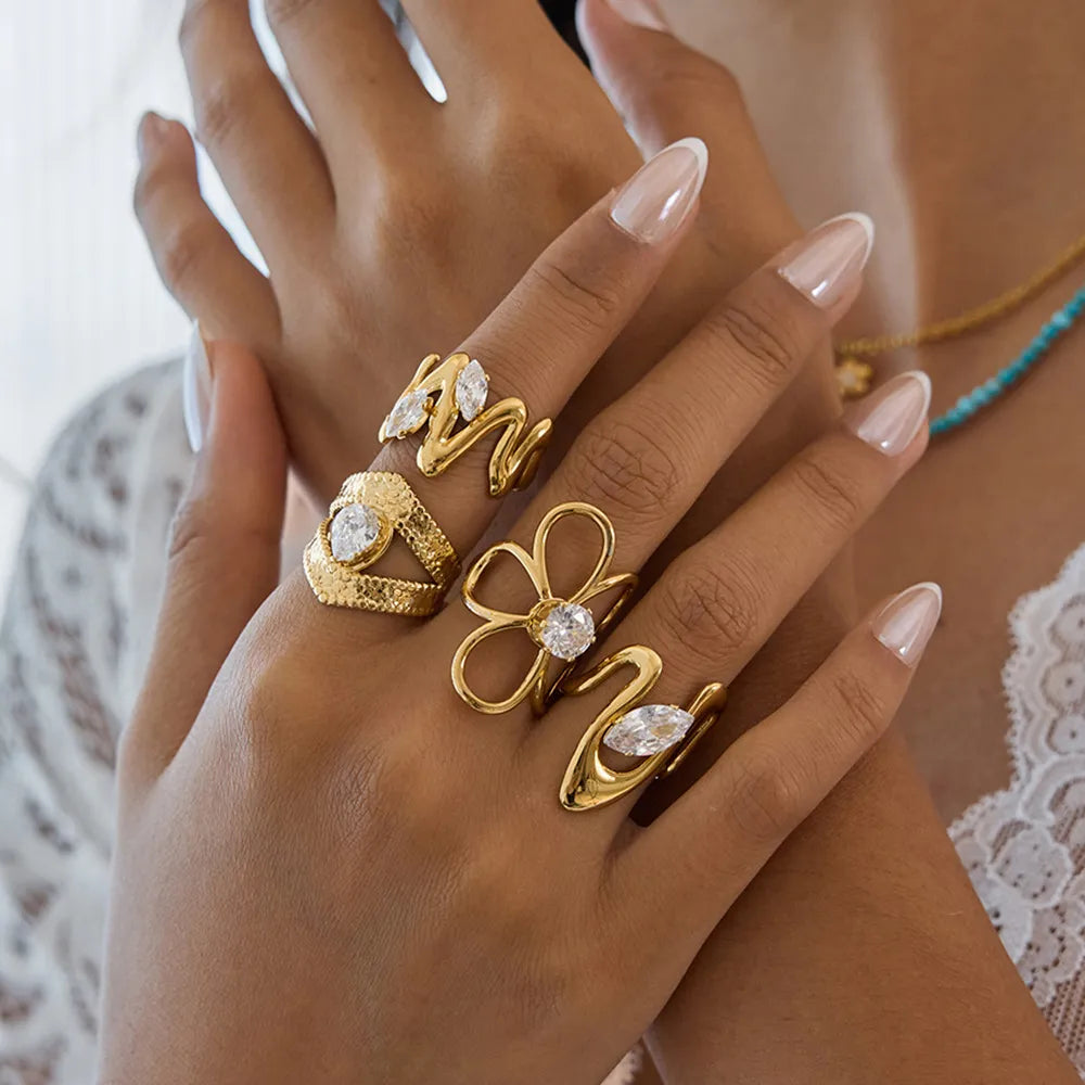 Vintage Water Droplet Statement Ring | Waterproof 18K Gold