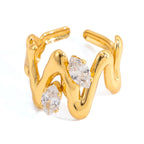 Vintage Water Droplet Statement Ring | Waterproof 18K Gold