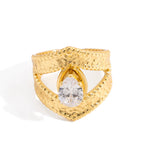 Vintage Water Droplet Statement Ring | Waterproof 18K Gold
