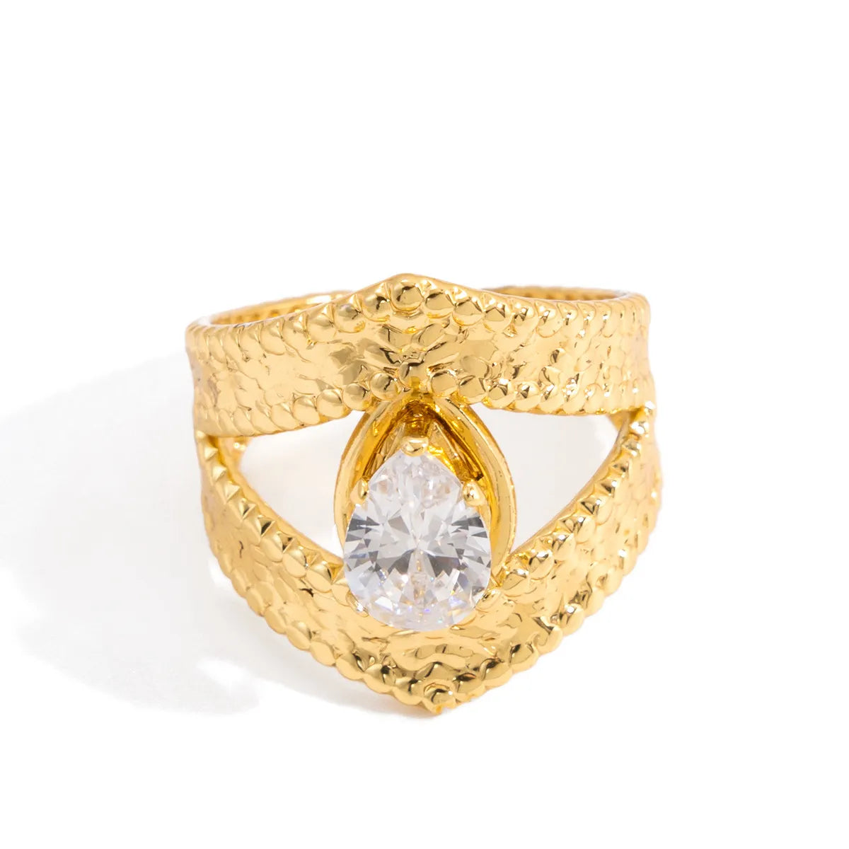 Vintage Water Droplet Statement Ring | Waterproof 18K Gold
