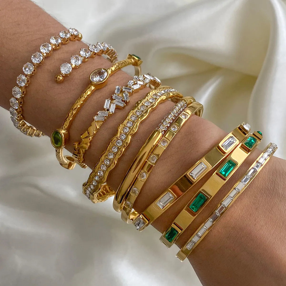 Waterproof Pave CZ Cuff Adjustable Bracelet