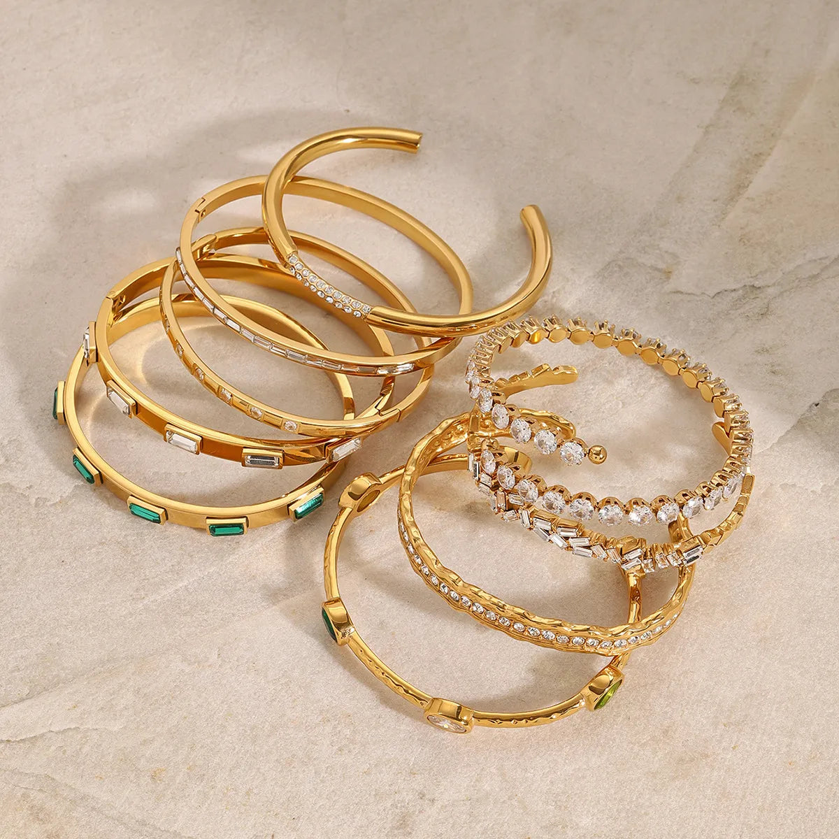 Waterproof Pave CZ Cuff Adjustable Bracelet