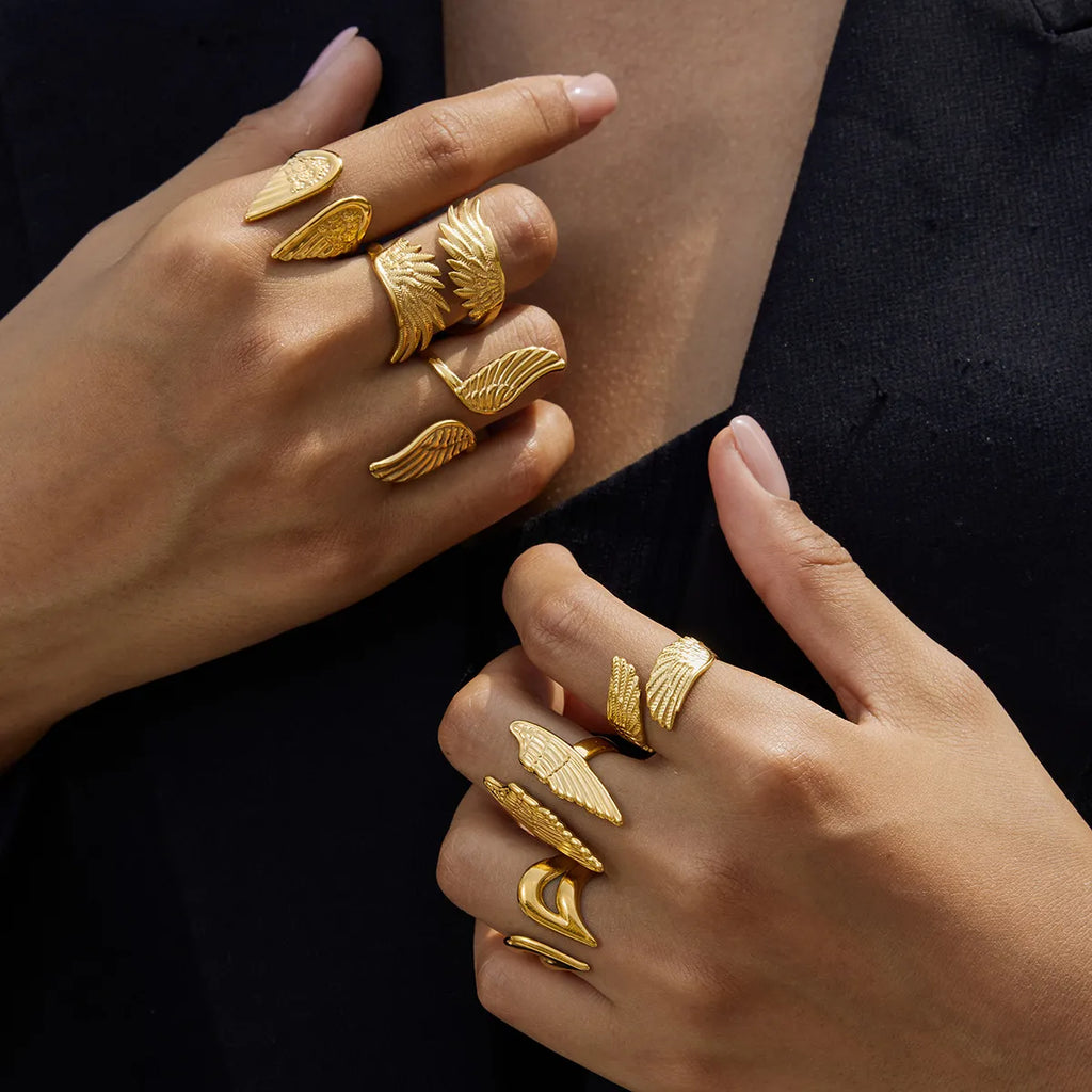 Waterproof Angel Wing Open Ring