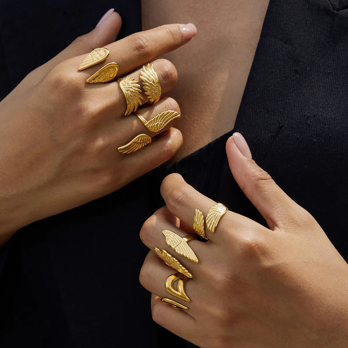 Waterproof Angel Wing Open Ring
