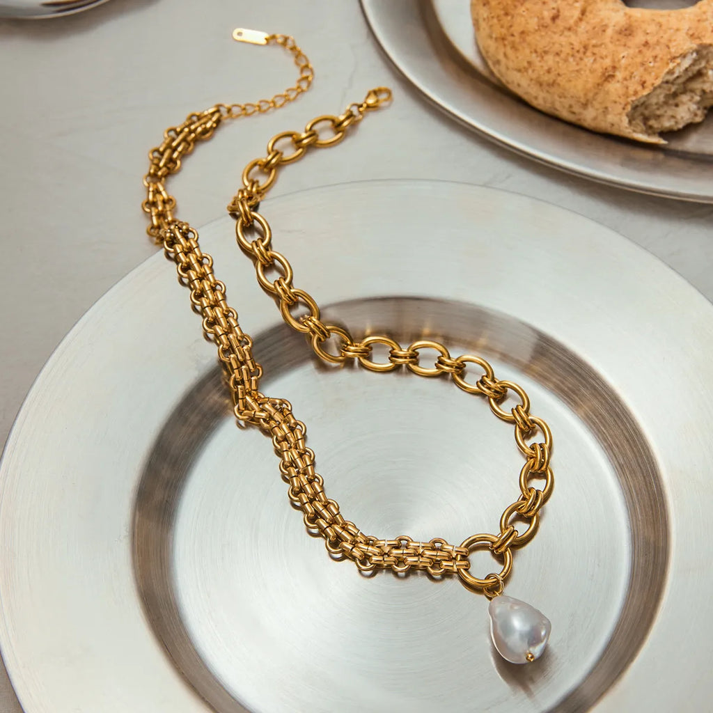 Waterproof Chunky Baroque Pearl Necklace