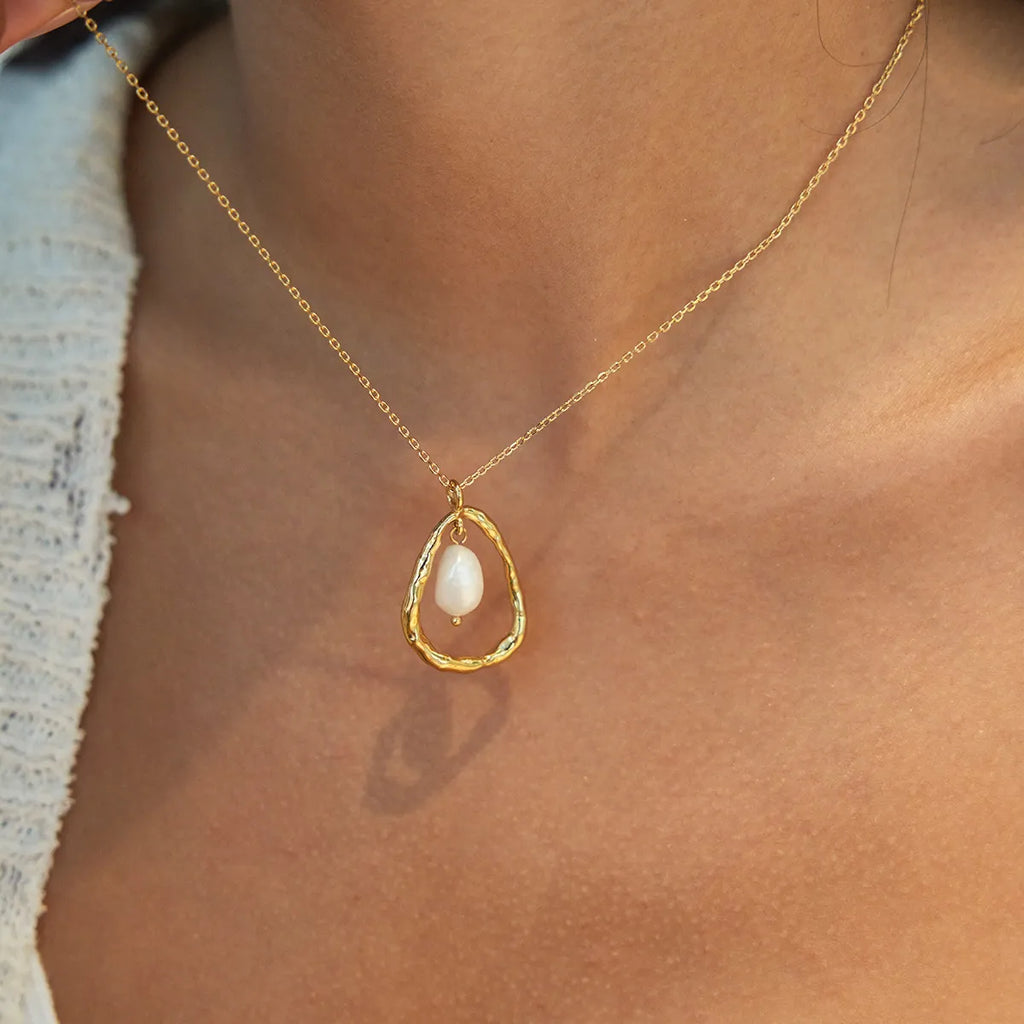 Waterproof Baroque Freshwater Pearl Teardrop Necklace