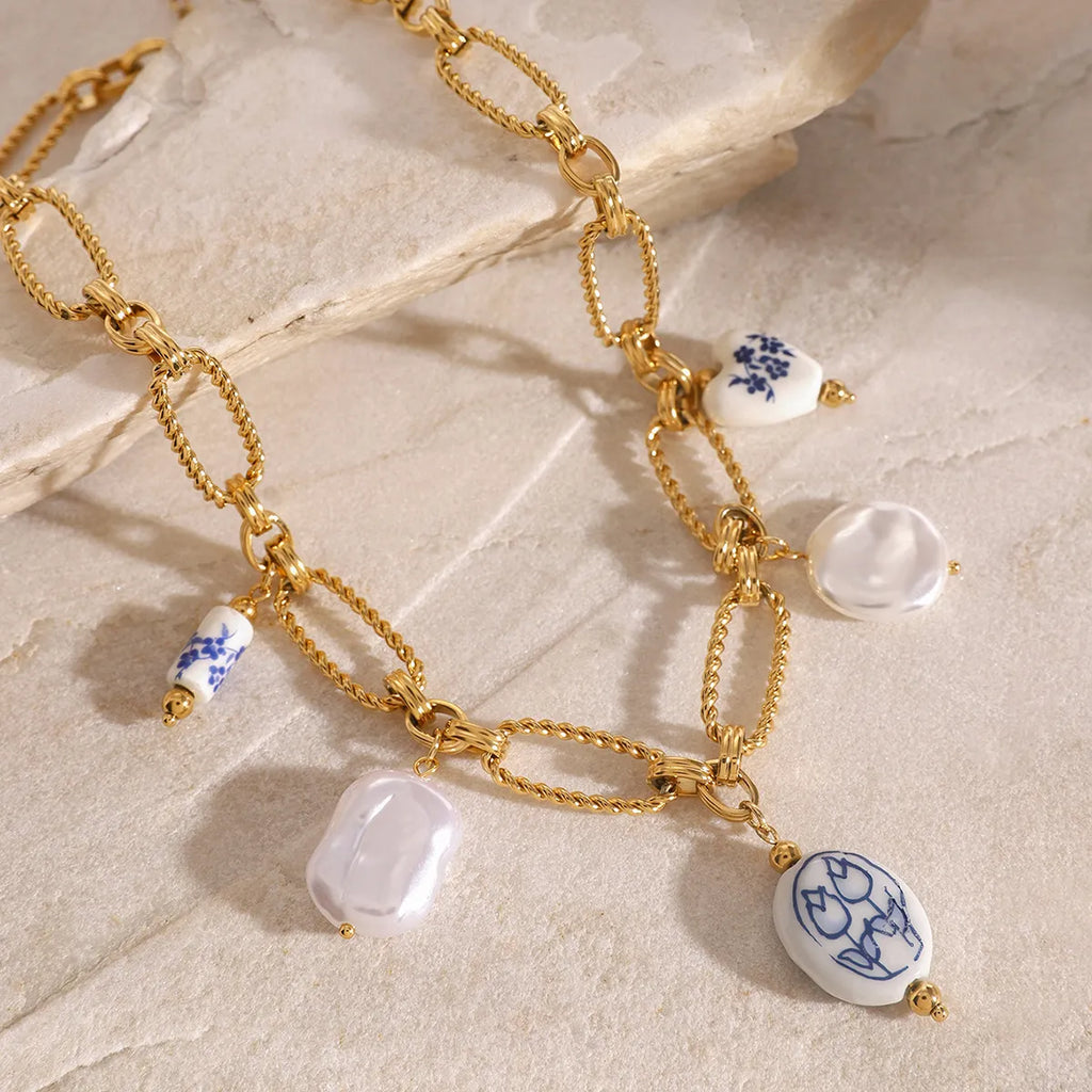Waterproof Ceramic & Baroque Pearl Necklace