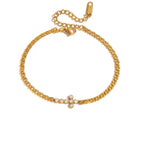 Waterproof 18K Gold Geometric Medallion Zirconia Pendant Necklace