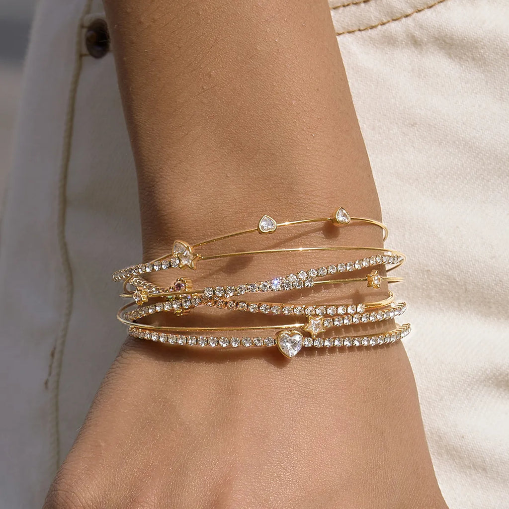 Waterproof CZ Open Tennis Cuff Bracelet