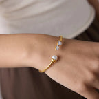 Waterproof Pearl & CZ Cuff Bracelet
