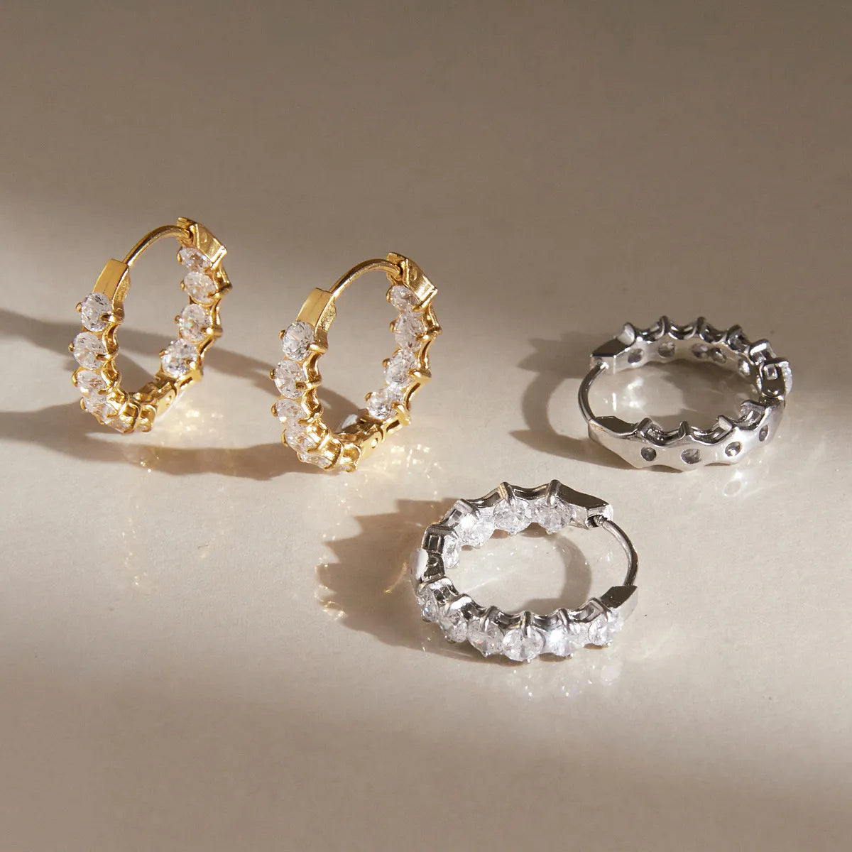 Waterproof Chunky Huggies CZ Hoop Earrings