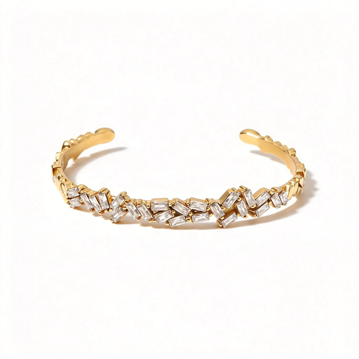Waterproof Pave CZ Cuff Adjustable Bracelet