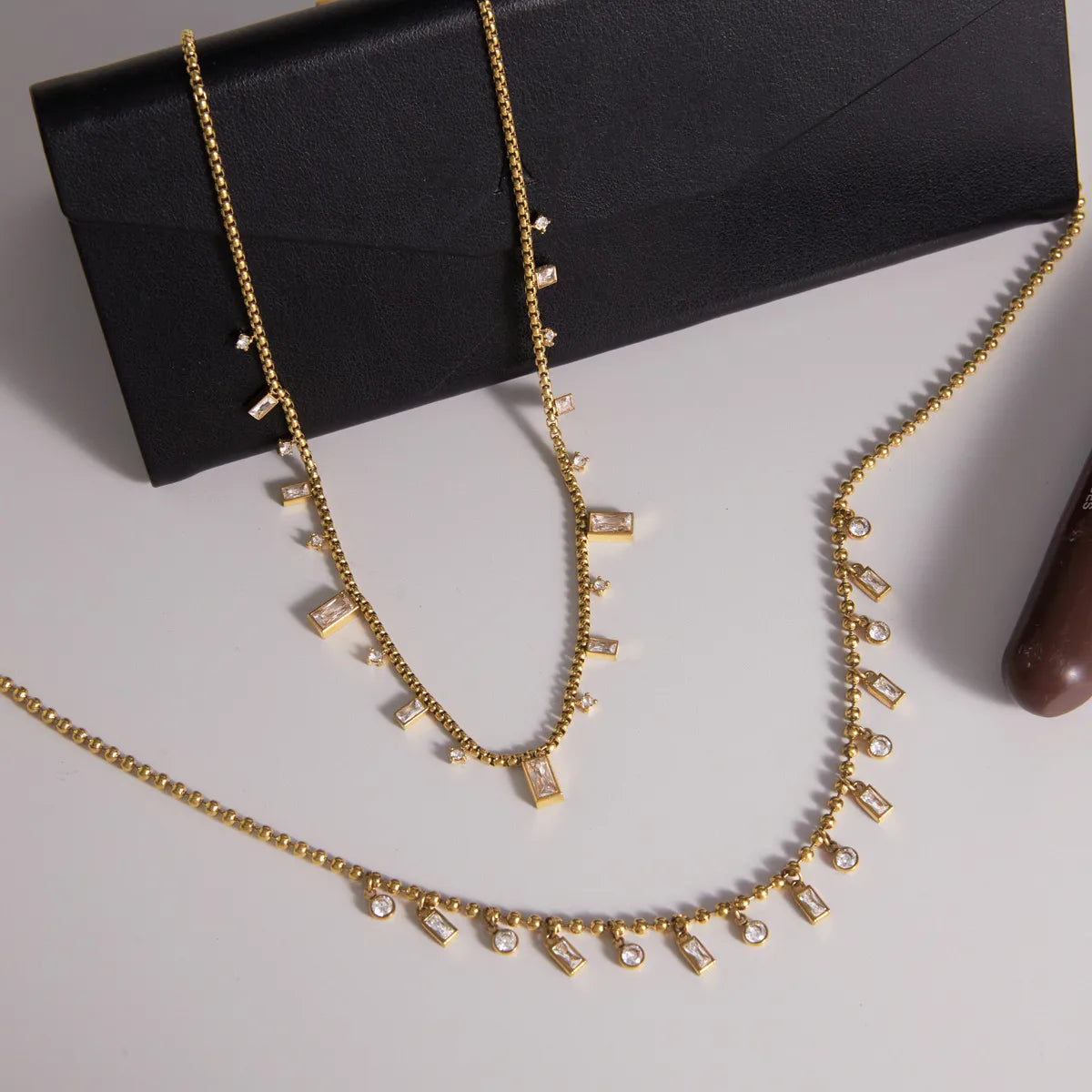 Waterproof CZ Station Necklace