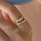 Waterproof Snake Pave Zirconia Open Band Ring