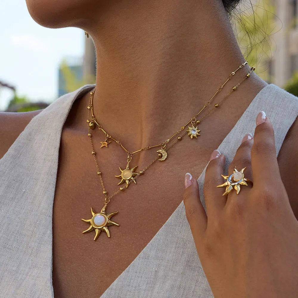 Waterproof Sun Necklace & Earring Set