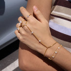 Waterproof Floral Hand Chain Bracelet with Ring