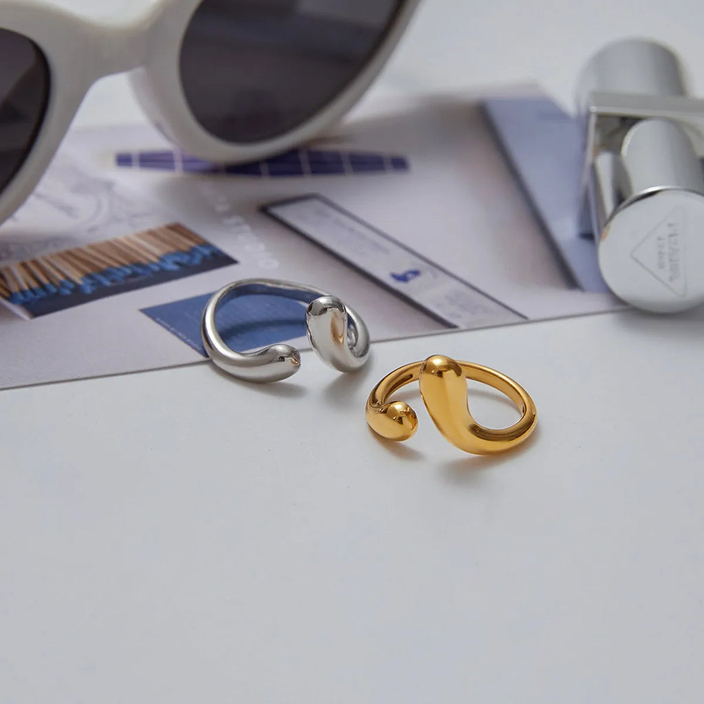 Waterproof Abstract Adjustable Band Open Ring